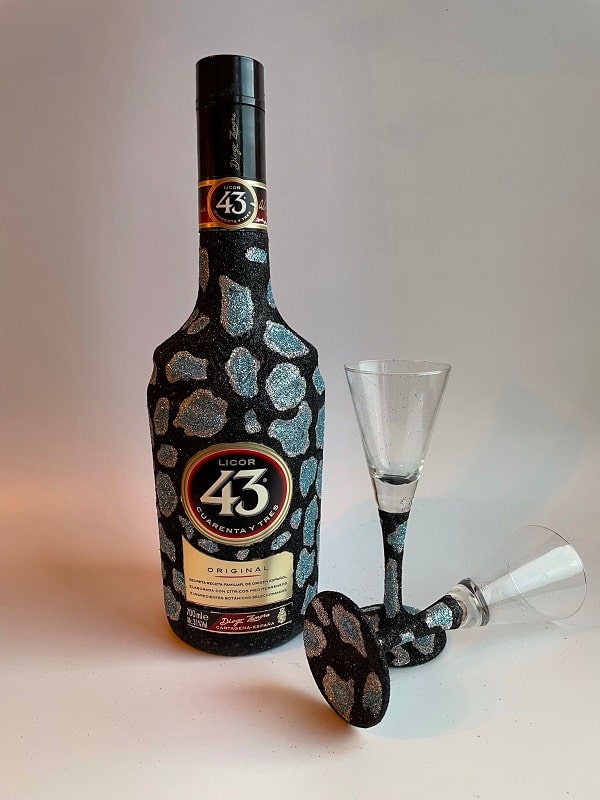 Vallen Inspiratie Edelsteen Glitterflessen licor43 panter zwart-blauw - Arthur & Co Slijterij Wijnhandel